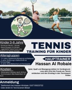 Tennistraining für Kinder im Alter von 3 - 6 Jahren